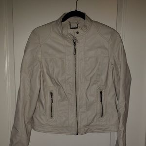 Cream faux leather jacket